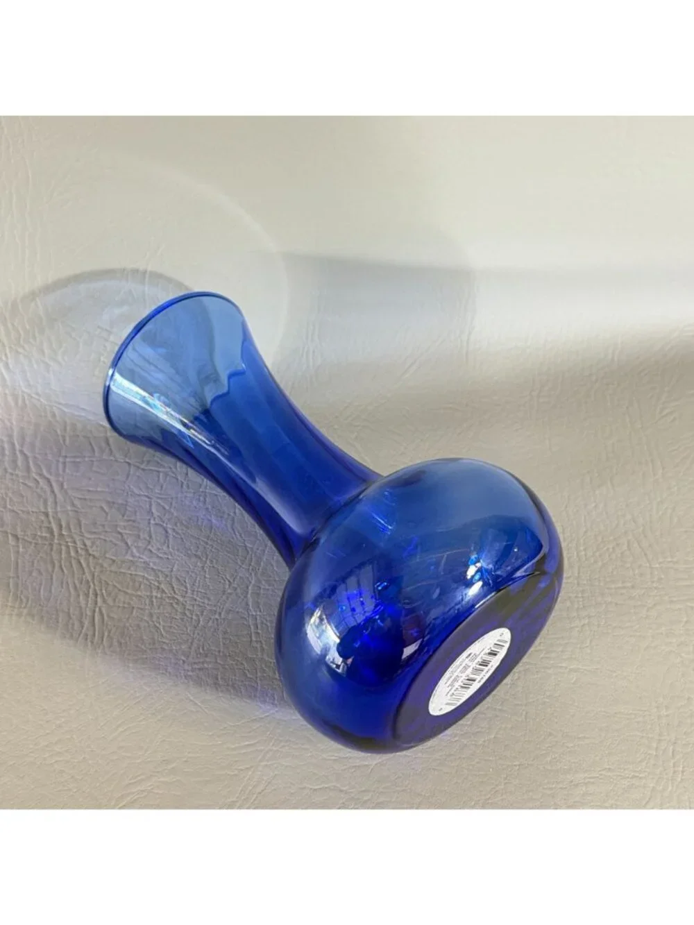 Vintage Indiana Glass Illusions Cobalt Blue Bud Vase Hourglass Onion Bulb 7.8